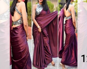 Heavy Japan Satin Silk Saree with Blouse Piece Handblock Printed Traditional Indian Sarees Multicolor Beautiful Designer Sari