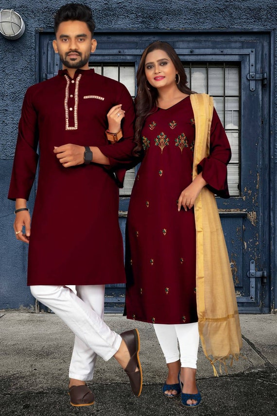 Designer Couple Combo Dresses Kurta Set 