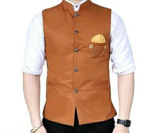 Men Sleeveless Half Jacket Festive Coat 