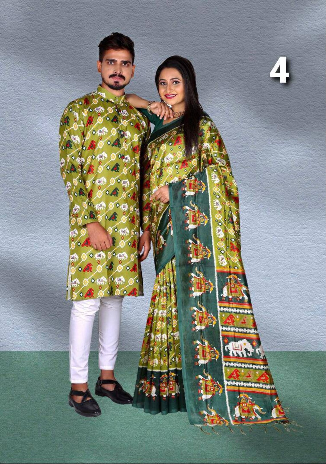 saree and kurta couple set