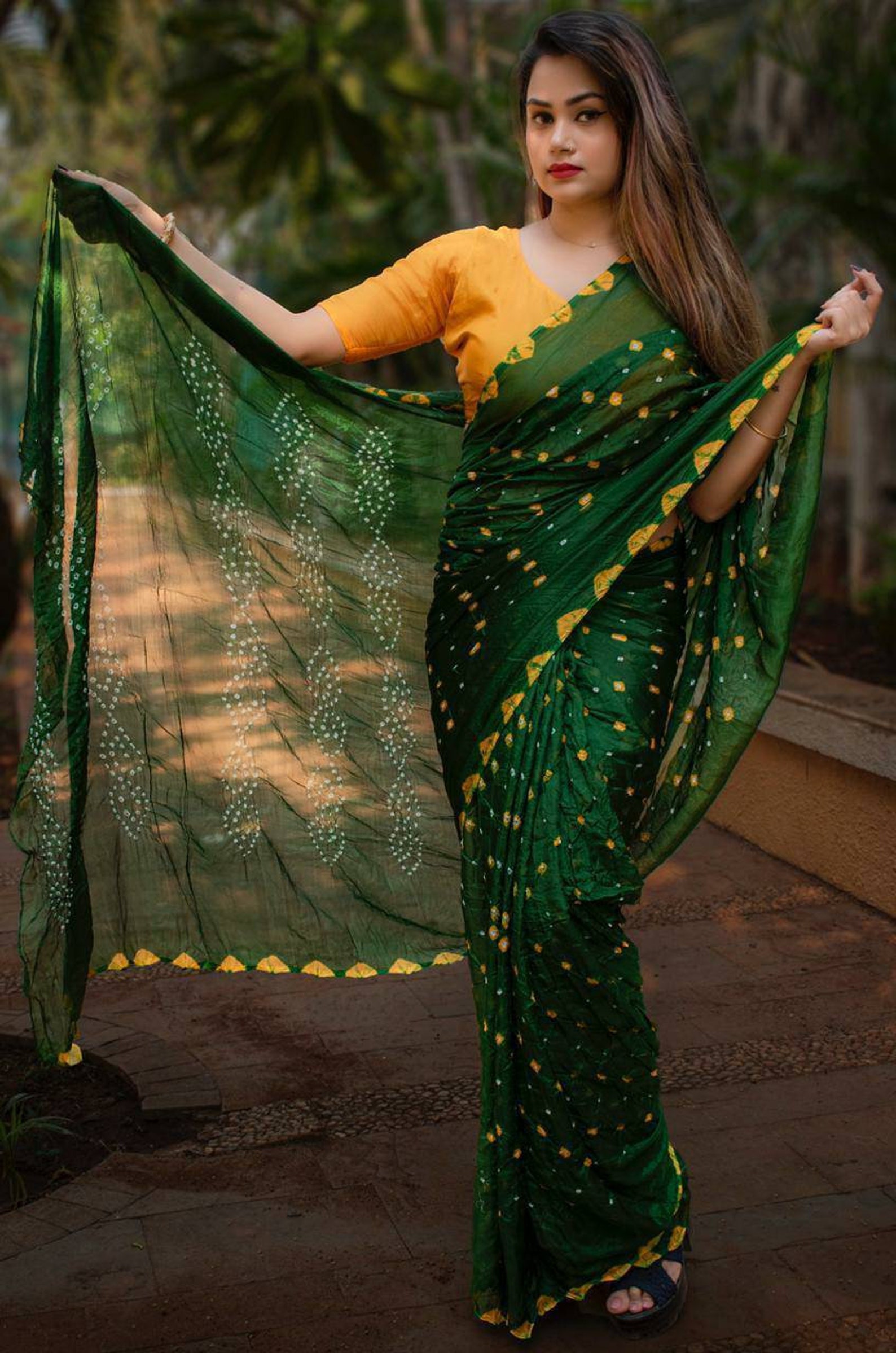 Rajasthani Bandhani Silk Saree with Blouse Piece Traditional Etsy