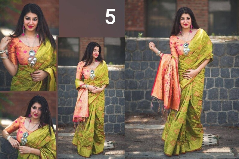 Soft Banarasi Silk Patola Saree With Rich Zari with Blouse Piece Elegant Traditional Indian Sarees Multicolour Beautiful Designer Party Wear