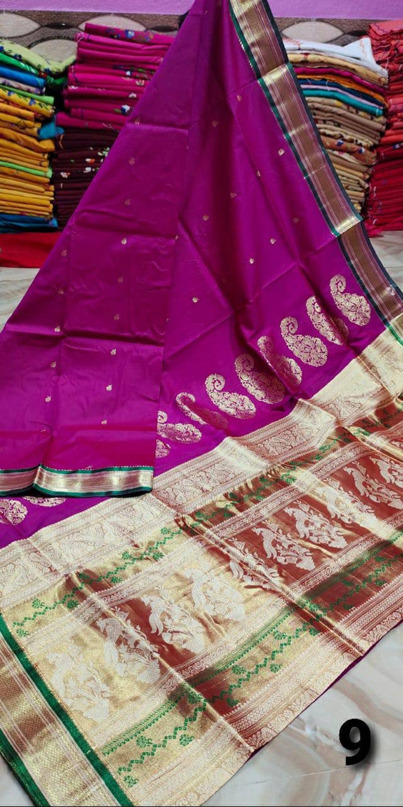 Paithani Silk Saree with Rich Pallu with Blouse Piece Traditional Indian Sarees Multicolor Beautiful Designer Wedding Sari Women Party Wear