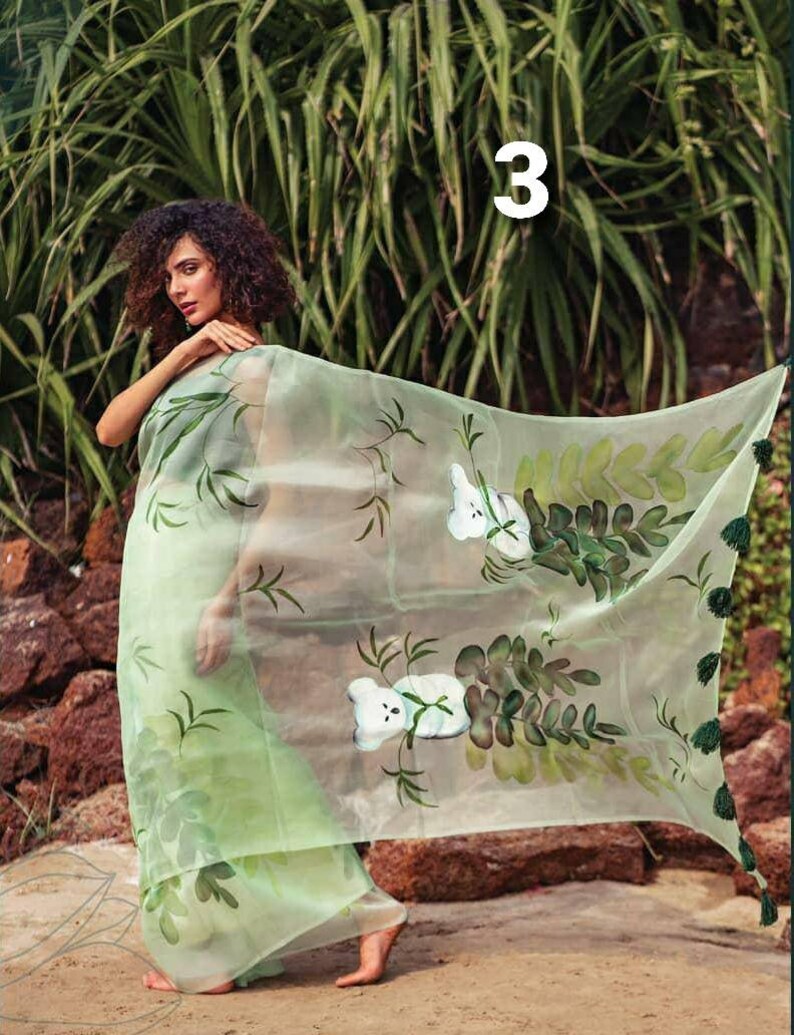 Heavy Organza Silk Zumka Tassels Work Saree with Blouse Piece Indian Ethnic Traditional Sarees Designer Wedding Women Sari Ladies Party Wear