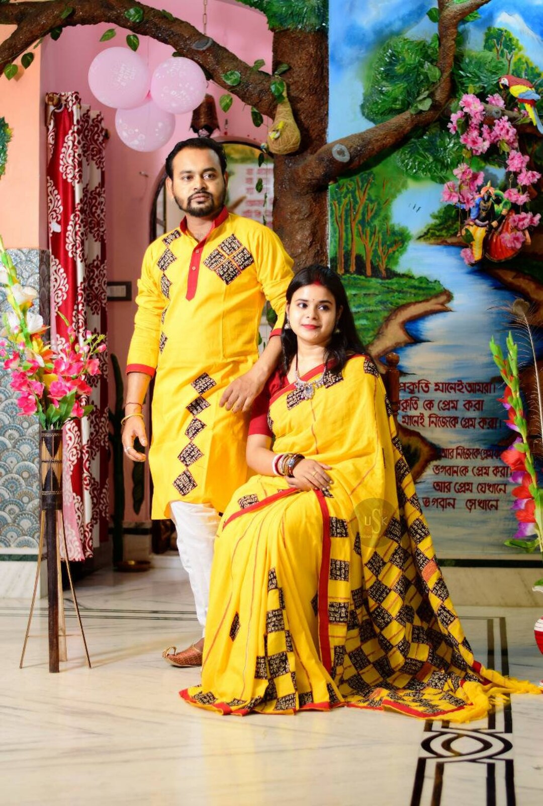 Designer Couple Combo Dresses Couple Kurta and Saree Set Kurta - Etsy UK