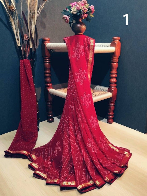 party wear bandhej saree