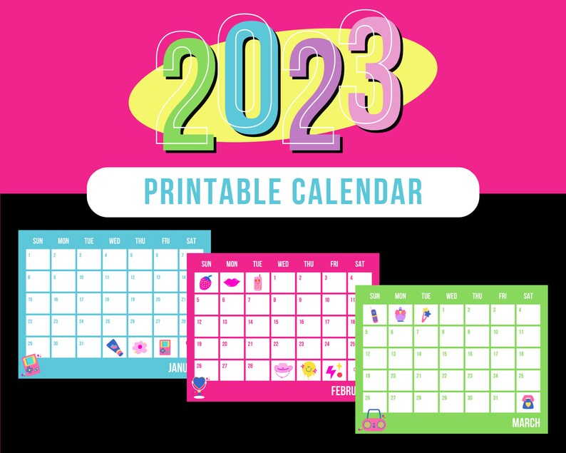 y2k-printable-calendar-2023-calendar-90s-decor-fairycore-etsy-australia