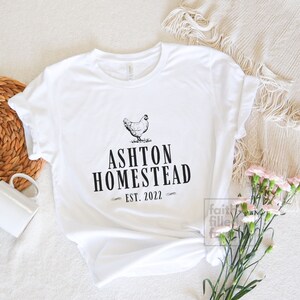Personalized Homestead Shirt | Homestead Gift | Farm Tshirt | Rustic Design | Custom Gift Idea | Homesteader Tee | Homeschool | Self Reliant White