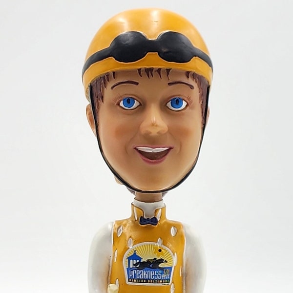 128th Preakness Stakes Female Jockey Bobble Bobblehead 2003 Pimlico Horse Racing Pimlico Baltimore Blackey Susan Flowers Blue Yellow