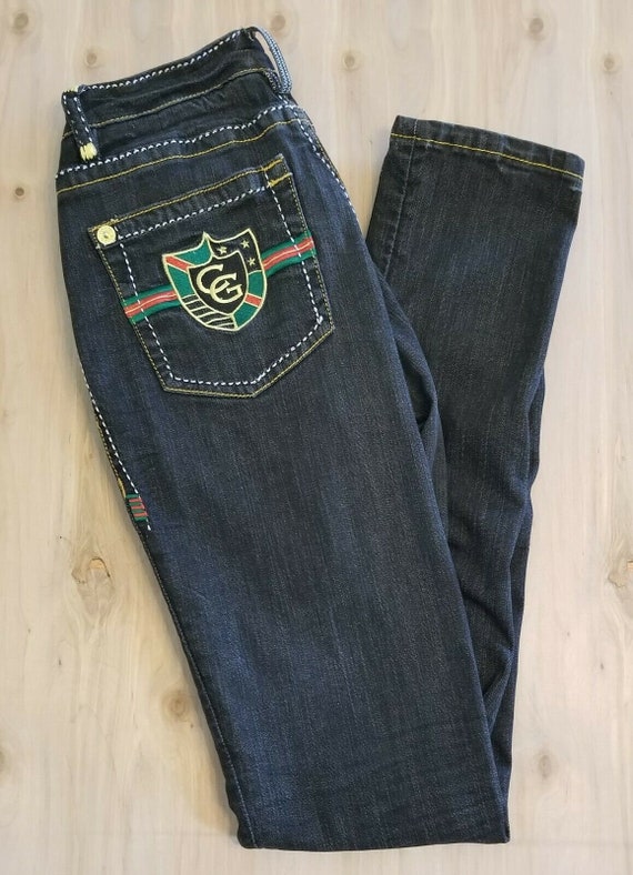 Coogi Low Rise Embroidered Jeans, Distressed Denim (size 3/4) - Etsy