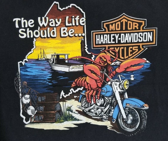 Harley Davidson 90s Bangor Maine Lobster Riding R… - image 3