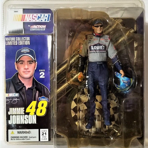 McFarlane NASCAR #48 Jimmie Johnson Series 2 Lowe's Blue Firesuit With Sunglasses Figure 2004 Limited Edition (Retail Series) 3-003