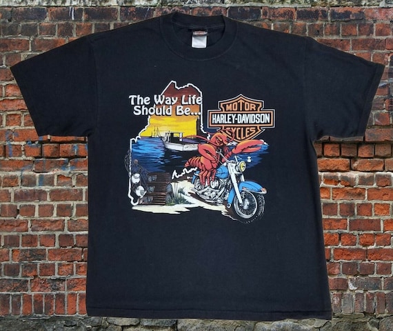 Harley Davidson 90s Bangor Maine Lobster Riding R… - image 1