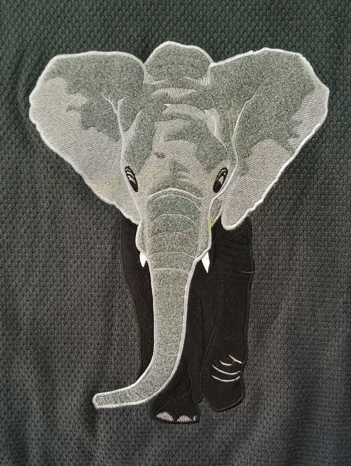 Seals Unlimited Men's Elephant Stitched Embroidered Charcoal Crew Neck