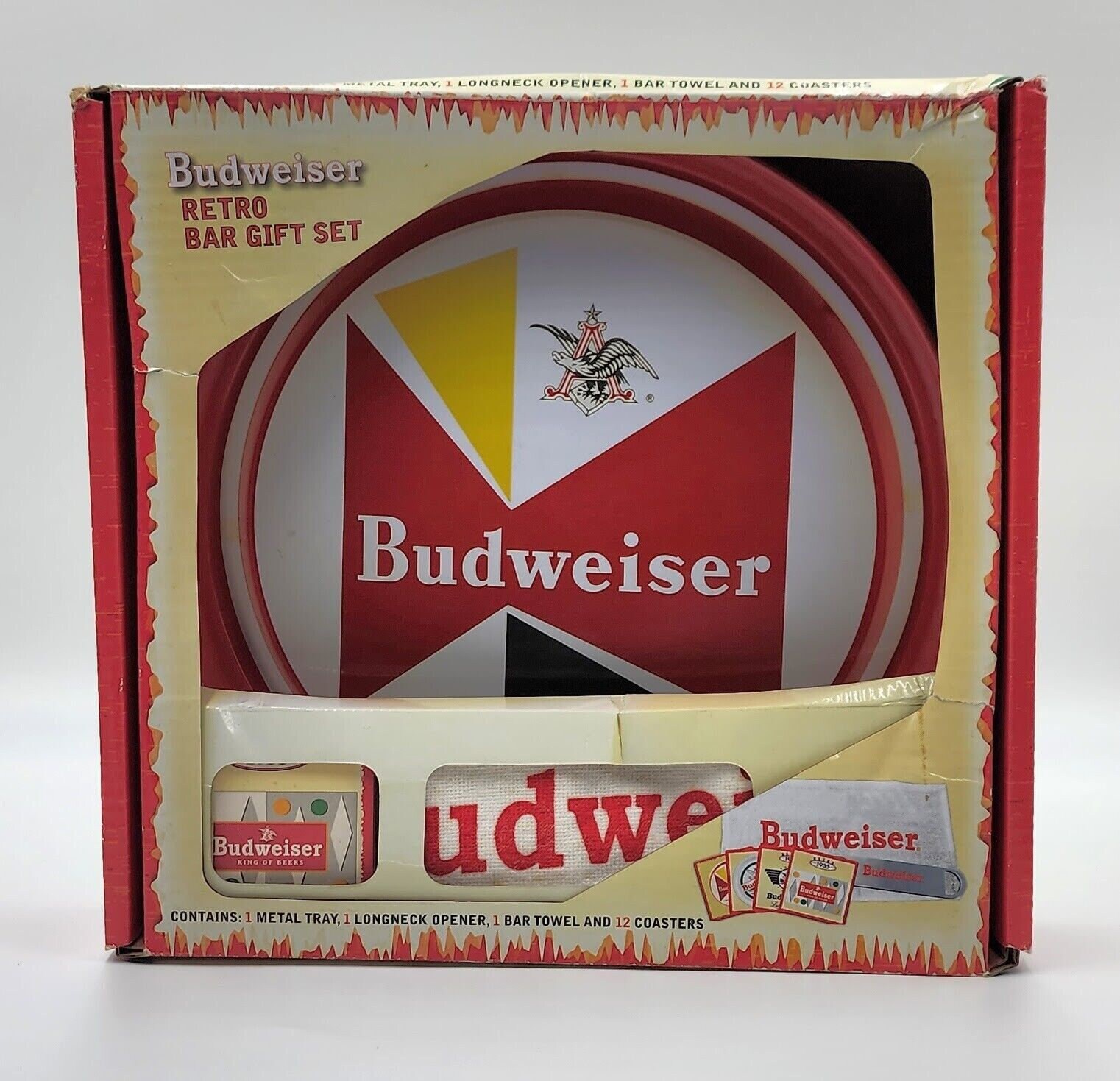 Anheuser–busch Budweiser Retro Bar Gift Set Breweriana: Tray, 1