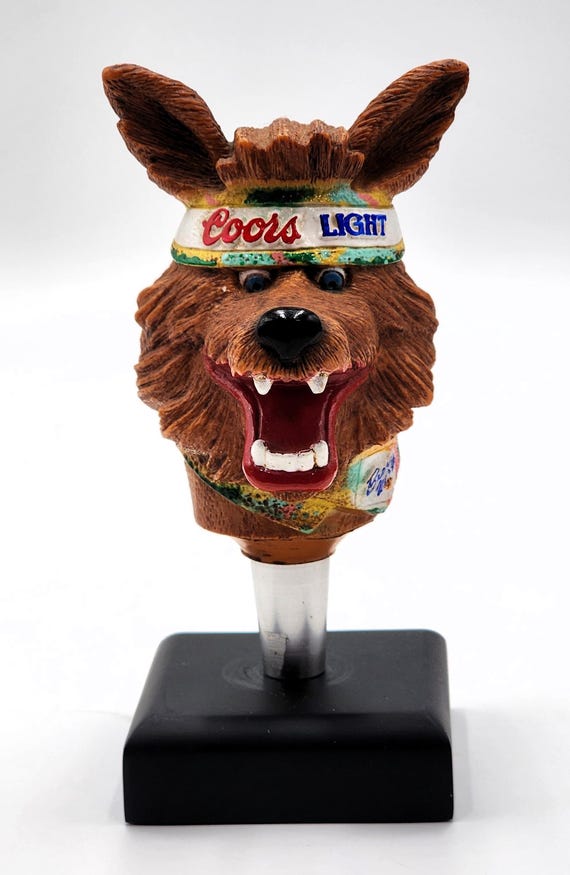 Vintage 1992 Coors Light Beerwolf Tap Handle With Bandana - Etsy
