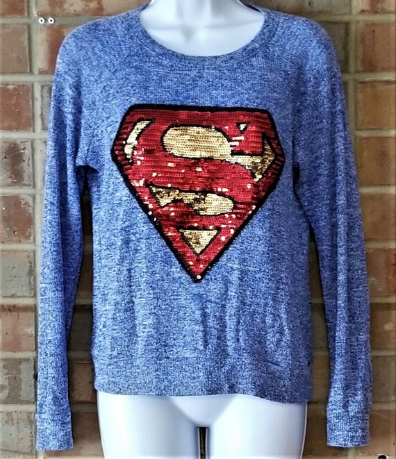 Superman Super Girl DC Comics Jerry Leigh Design Women's Pullover