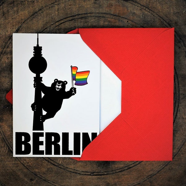 2x Queer Berlin Postkarte Postcard LGBT Pride Bären Bears Fernsehturm TV Tower