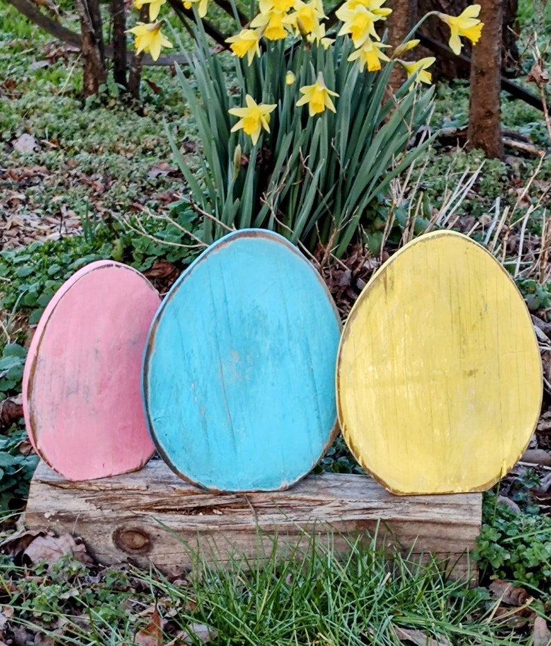 Set of Rustic Wooden Easter Eggs Etsy