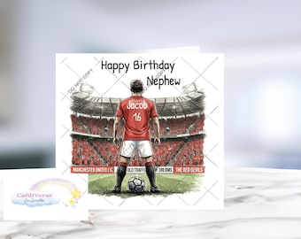 Personalised Manchester United Football Birthday Card