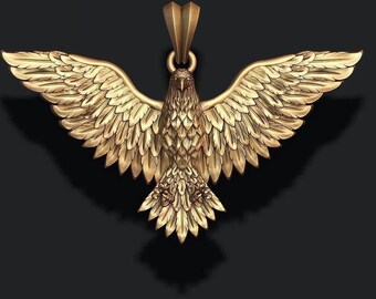 Handmade Eagle Pendant, 925 Silver in Gold Plating Animal Eagle bird Pendant Flying bird eagle pendant Man Eagle Pendant Eagle Faced Pendant