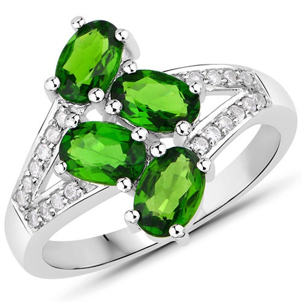 Natural Chrome Diopside and White Topaz Gemstone 925 Sterling Silver for women's for Wedding Rings For Party Ring Gift for Sister |Free ship