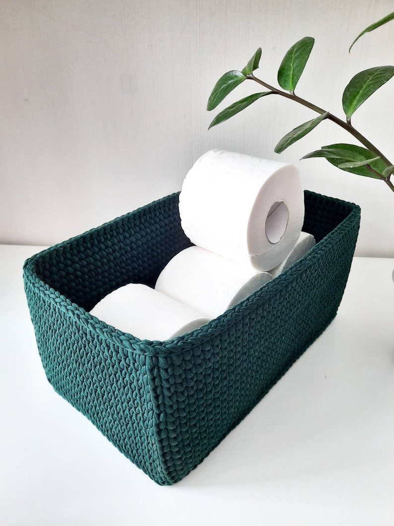 Bathroom Storage Baskets Set of Three Crochet Baskets Make Etsy