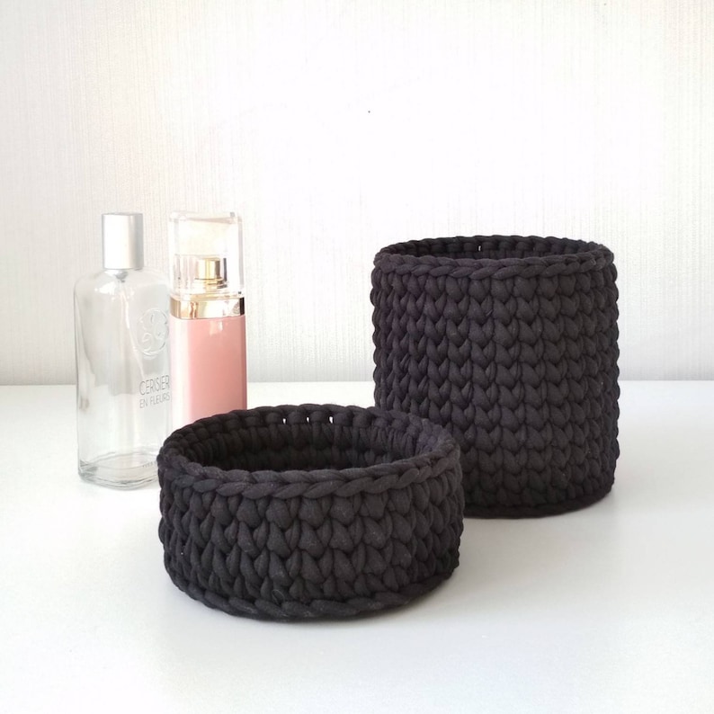 Black basket set storage baskets black decorative baskets Etsy