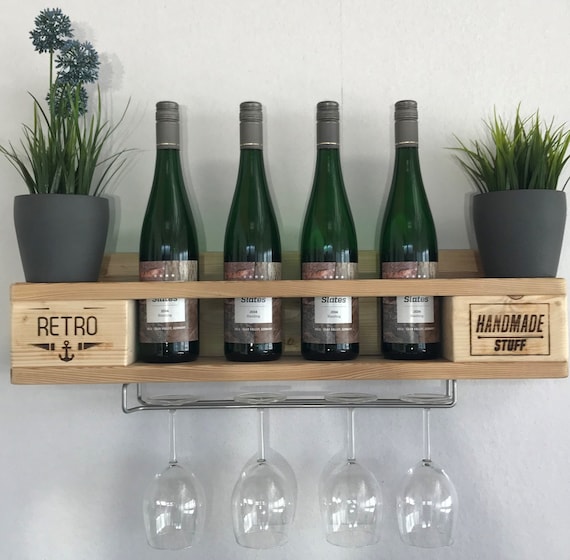 Pallet Furniture, Wine Rack in Pallet Look, Vintage Stained and