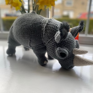 Crochet rhino pattern- amigurumi rhno pattern- rhinoceros crochet pattern- safari crochet- animal safari crochet pattern- rhino pdf pattern