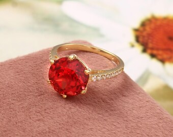 Anillo de rubí: Anillo de plata 925, anillo de piedra roja, anillo de compromiso, anillo de oro, anillo elegante, anillo solitario, regalo para mujer.