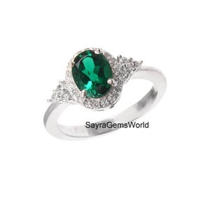 Emerald Ring, Hand Made Emerald Ring, 925 Sterling Silver Ring, May Birthstone , Oval Emerald Ring, Engagement Ring, Gift for Her ,