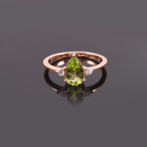 Natural Peridot Ring, 925 Sterling Silver, Everyday Use Ring, Fashion Ring, Rose Gold Peridot Ring, August Birthstone, Wedding Jewelry