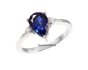 Blauer Saphir Ring, Blauer Saphir Verlobungsring, Blauer Edelstein Ring, Ehering, Geburtsstein Ring, Geschenk für Sie