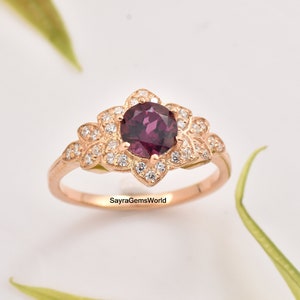 Rhodolite Garnet Ring, Natural Garnet Ring, Engagement Ring, Sterling Silver Ring, Wedding Ring, Ring For Her, Garnet Rings, January Stone