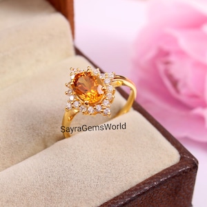 Citrine Ring, Natural Citrine Ring, Engagement Ring, Promise Ring, Oval Cut Ring, November Birthstone Ring , Madeira Citrine Ring,