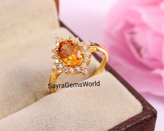 Citrine Ring, Natural Citrine Ring, Engagement Ring, Promise Ring, Oval Cut Ring, November Birthstone Ring , Madeira Citrine Ring,