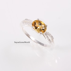 Citrine Ring, Natural Citrine Ring, Oval Cut Citrine Ring, November Birthstone Ring, Engagement Ring, Yellow Gemstone Ring, Sterling Silver
