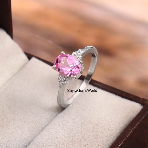 Anello Unique In Oro Bianco Con Zaffiro Rosa E Diamanti – Pisa 1940 - Foto 10