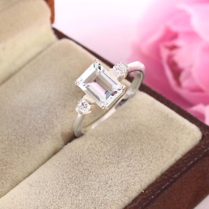 Emerald cut Aquamarine ring, Engagement ring, Unique engagement ring, Aquamarine solitaire ring, natural aquamarine ring, emerald cut ring,