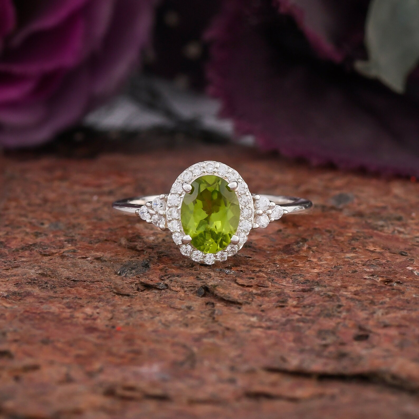 Peridot Ring Peridot Sterling Silver Ring Genuine Peridot - Etsy