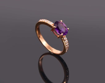 Amethyst Ring, Best Quality Amethyst Jewelry, Natural Amethyst Ring, 925 Sterling Silver Ring, February Birthstone Ring, Birthday Gift Ring