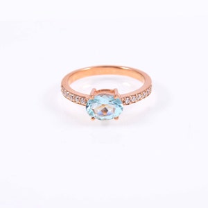 Aquamarine Ring, 925 Sterling Silver Ring,  Promise Ring,  Anniversary Gift For Her, Aquamarine Engagement Ring, March Birthstone Ring