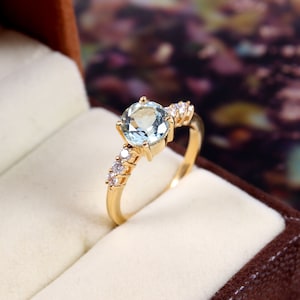 Aquamarine Ring,  Aquamarine Ring, Vintage Aquamarine, Engagement Ring, Unique Ring, Anniversary Ring, Silver Ring, Gold Plated