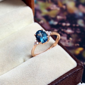London Blue Topaz Ring, Topaz Oval Ring, Engagement Ring, Wedding Ring, December Birthstone, Topaz Jewelry, Unique Ring
