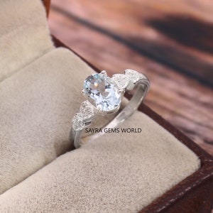 Aquamarine Ring, Oval Cut Aquamarine Ring, 925 Sterling Silver Ring, March Birthstone jewelry, Aquamarine Wedding, Handmade Ring,