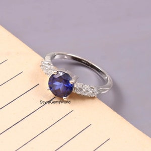 Blue Sapphire Ring, Blue Sapphire Engagement Ring, Blue Gemstone Ring, Wedding Ring, Birthstone Ring, Anniversary Ring, Gift for Her