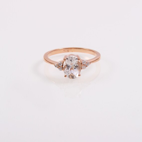 Bague Argent Avec Topaze Rose Et Blanche Taillée Princesse - Taille 10, Référence R4202