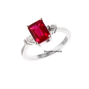 Ruby Ring, July Birthstone Ring, 925 Sterling Silver Ring, Birthday Gift For Her, Valentines Day Gift Ring, Wedding Jewellery