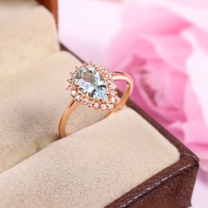 Aquamarine Ring, Silver Gemstone Ring, Engagement Ring, Promise Ring, Wedding Ring, Anniversary Gift, March birthstone Ring